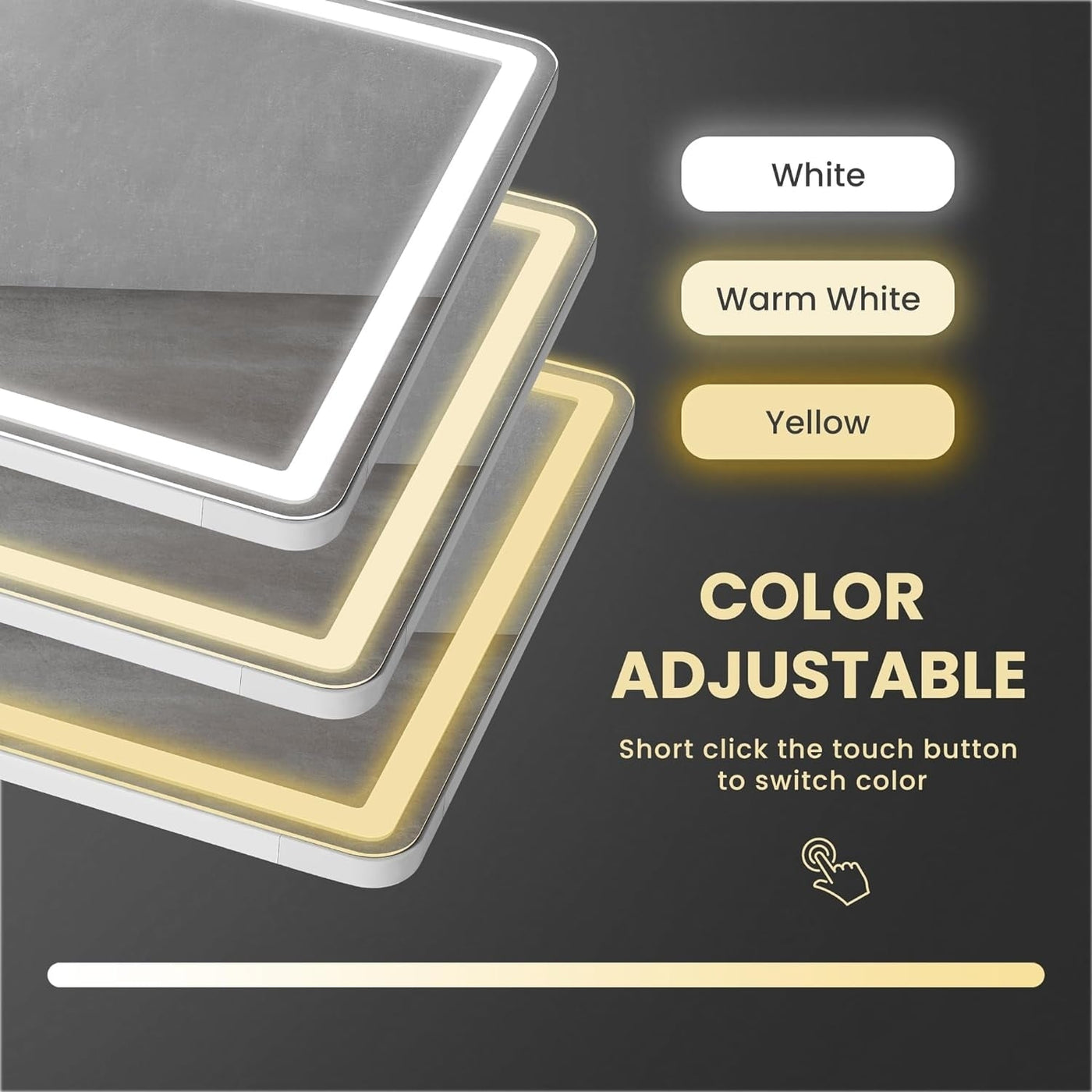 Miroir de sol avec éclairage LED, miroir pleine longueur 64 x 21 avec support, miroir suspendu, miroir mural, miroir intégral