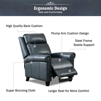 Fauteuil inclinable en cuir véritable avec accoudoirs et dossier confortables