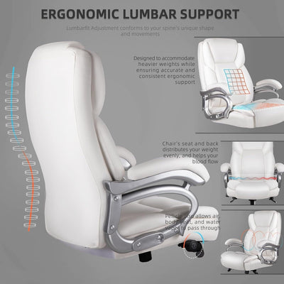 Chaise de bureau exécutive Bossin Big and Tall, chaise ergonomique à support lombaire réglable de 500 lb avec dossier haut en cuir PU pour ordinateur