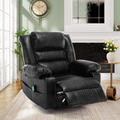Fauteuil inclinable manuel marron avec massage à 8 points, fonction chauffante et cadre robuste pour un confort optimal au salon