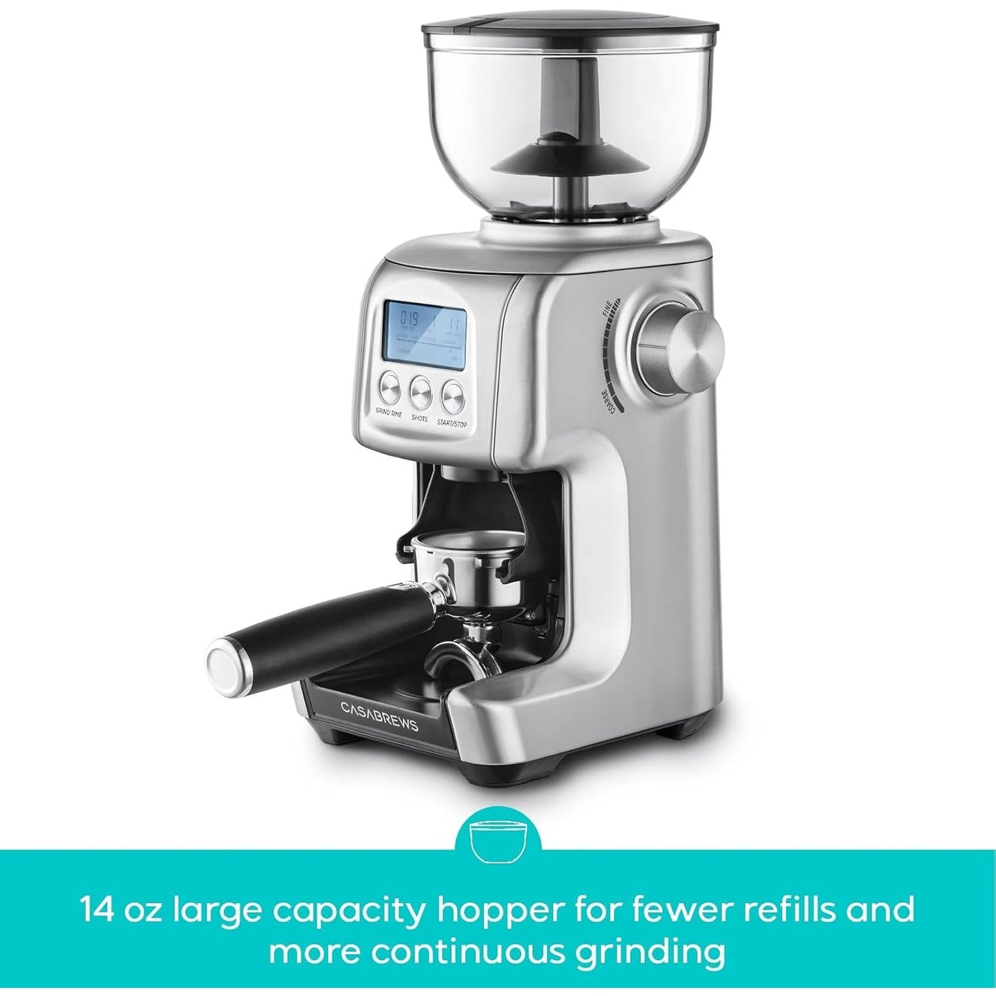 Moulin à café électrique CASABREWS Tornado à meules coniques argentées - N/A