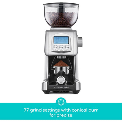 Moulin à café électrique CASABREWS Tornado à meules coniques argentées - N/A