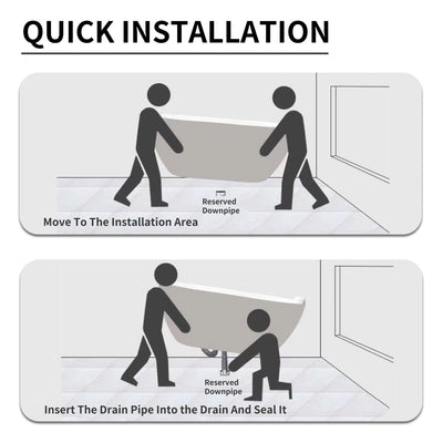 Baignoires autoportantes en acrylique CB HOME 59''/67'', baignoires simples contre le mur, trop-plein gauche/droite