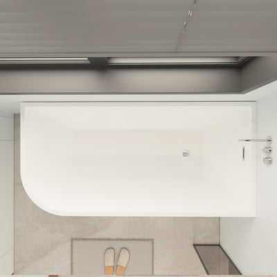 Baignoires autoportantes en acrylique CB HOME 59''/67'', baignoires simples contre le mur, trop-plein gauche/droite