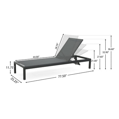 Chaise longue d'extérieur en aluminium Cape Coral (lot de 2) par Christopher Knight Home - 77,56 po x 25,20 po x 11,80 po