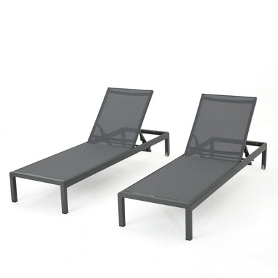 Chaise longue d'extérieur en aluminium Cape Coral (lot de 2) par Christopher Knight Home - 77,56 po x 25,20 po x 11,80 po