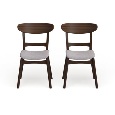 Chaise de salle à manger Abrielle en bois d'hévéa rembourrée de style milieu de siècle (lot de 2) par Christopher Knight Home
