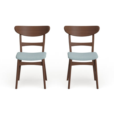 Chaise de salle à manger Abrielle en bois d'hévéa rembourrée de style milieu de siècle (lot de 2) par Christopher Knight Home
