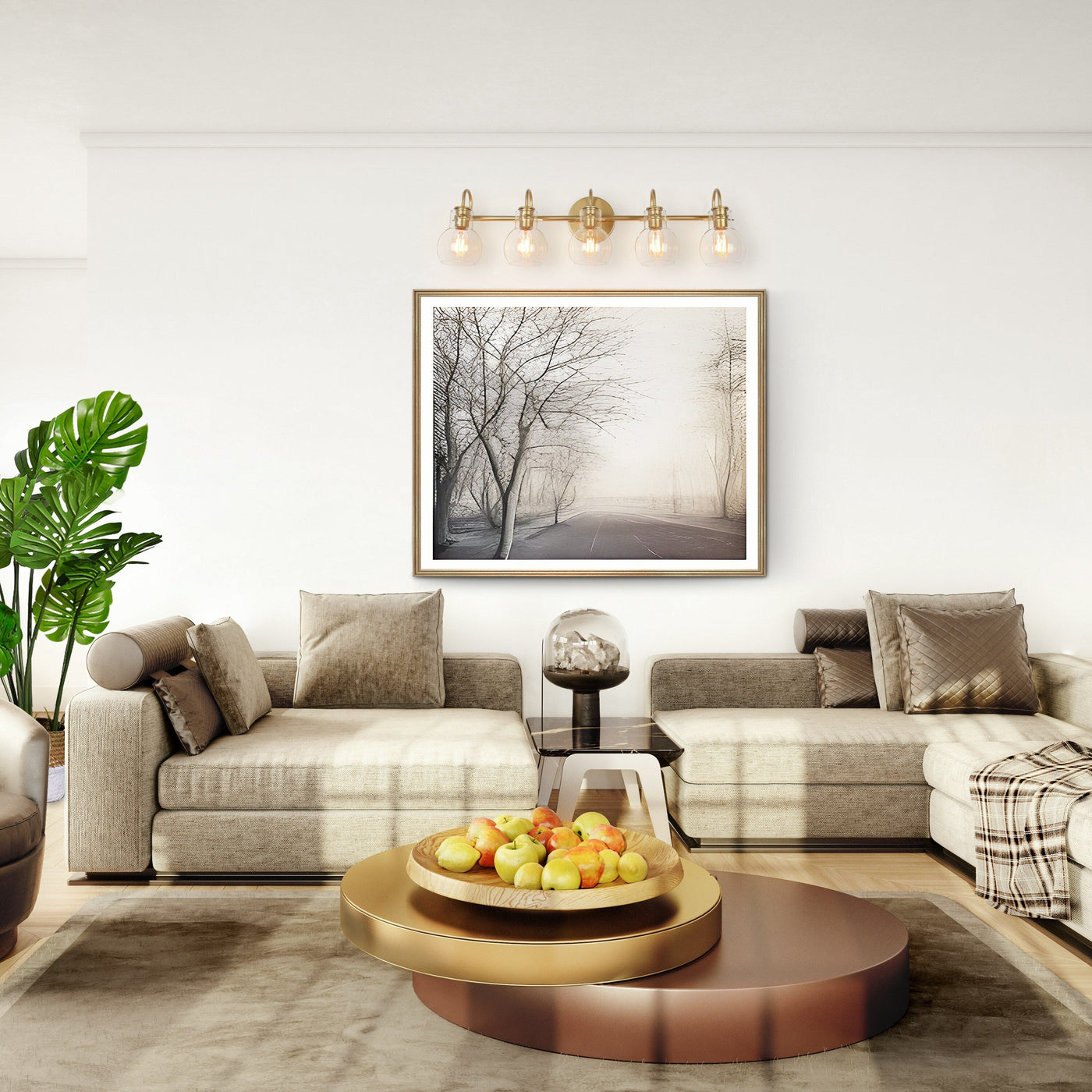 Applique murale moderne en verre à 3 lumières pour salle de bain