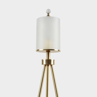 Lampadaire trépied en métal INK+IVY Pacific avec abat-jour en verre