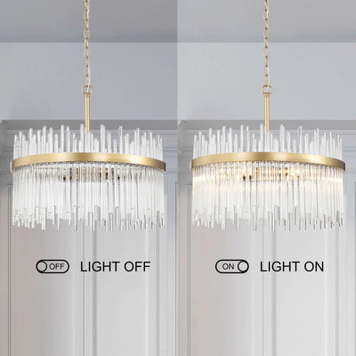 Lustre Casandra 5 lumières en bronze brillant avec barres en verre transparent - Bronze brillant