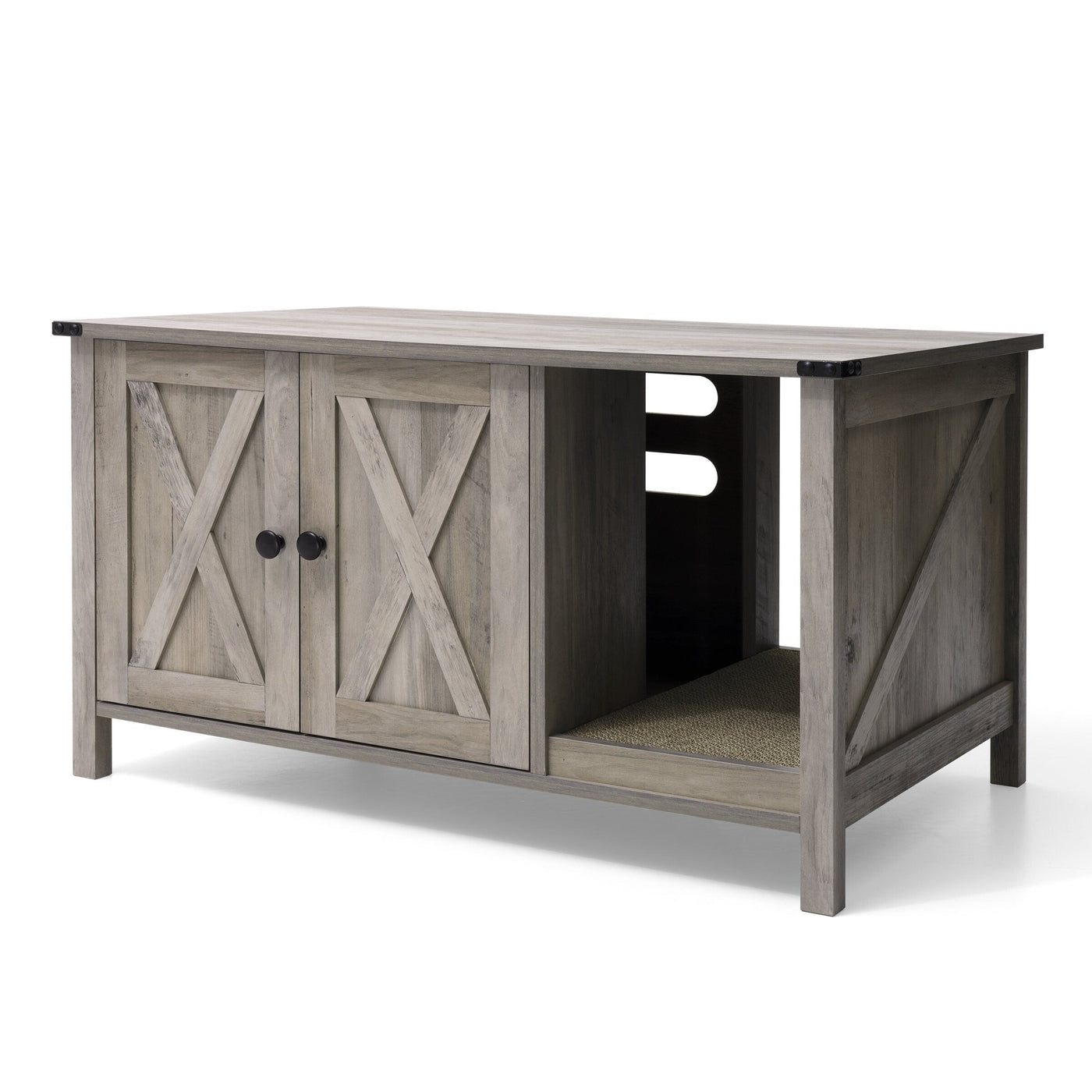 Enceinte de litière pour chat, meuble de toilette en bois caché avec griffoir