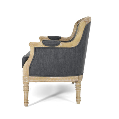 Canapé causeuse en bois anthracite avec cadre en bois d'hévéa