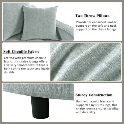 Canapé-lit en chenille, canapé-lit rembourré avec dossier capitonné et 2 coussins amovibles pour le salon