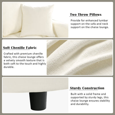 Canapé-lit en chenille, canapé-lit rembourré avec dossier capitonné et 2 coussins amovibles pour le salon