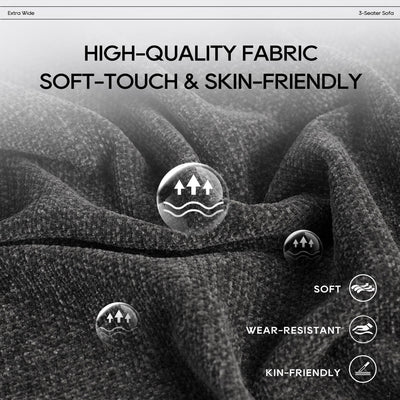 Canapé modulaire Cloud 144 avec pouf - Canapé de salon en tissu chenille moelleux