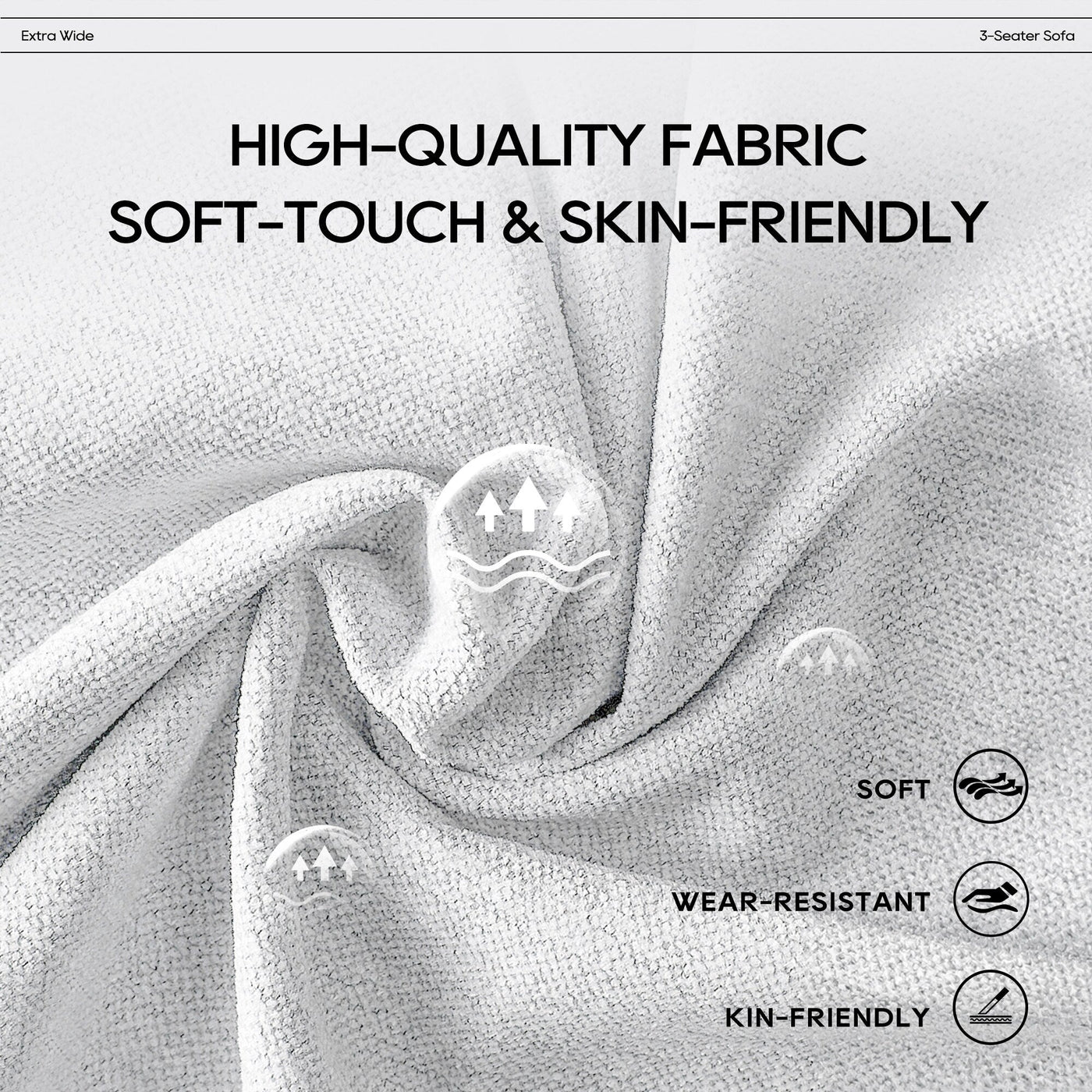 Canapé modulaire Cloud 144 avec pouf - Canapé de salon en tissu chenille moelleux