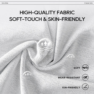 Canapé modulaire Cloud 144 avec pouf - Canapé de salon en tissu chenille moelleux