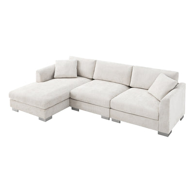 Canapé sectionnel Cloud, ensemble de canapés de luxe en forme de L avec 2 oreillers gratuits, mobilier d'intérieur 4 places en chenille avec méridienne surdimensionnée