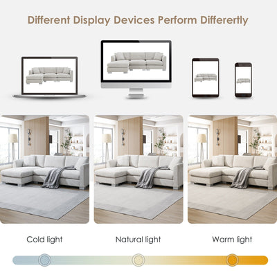 Canapé sectionnel Cloud, ensemble de canapés de luxe en forme de L avec 2 oreillers gratuits, mobilier d'intérieur 4 places en chenille avec méridienne surdimensionnée