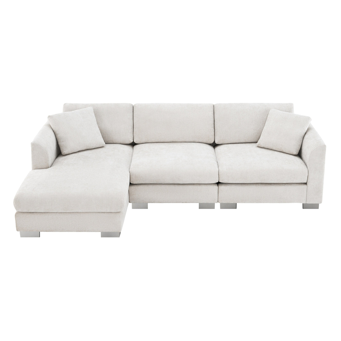 Canapé sectionnel Cloud, ensemble de canapés de luxe en forme de L avec 2 oreillers gratuits, mobilier d'intérieur 4 places en chenille avec méridienne surdimensionnée