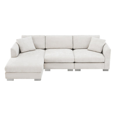 Canapé sectionnel Cloud, ensemble de canapés de luxe en forme de L avec 2 oreillers gratuits, mobilier d'intérieur 4 places en chenille avec méridienne surdimensionnée
