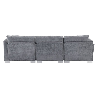 Canapé sectionnel Cloud, ensemble de canapés de luxe en forme de L avec 2 oreillers gratuits, mobilier d'intérieur 4 places en chenille avec méridienne surdimensionnée