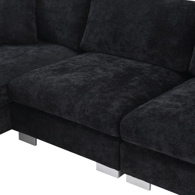 Canapé sectionnel Cloud, ensemble de canapés de luxe en forme de L avec 2 oreillers gratuits, mobilier d'intérieur 4 places en chenille avec méridienne surdimensionnée