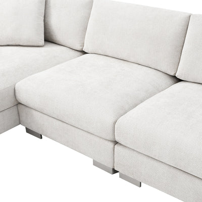 Canapé sectionnel Cloud, ensemble de canapés de luxe en forme de L avec 2 oreillers gratuits, mobilier d'intérieur 4 places en chenille avec méridienne surdimensionnée