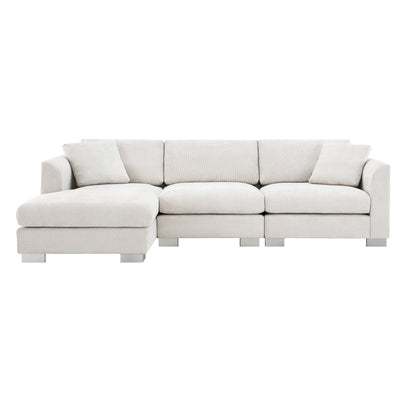 Canapé sectionnel Cloud, ensemble de canapés de luxe en forme de L avec 2 oreillers gratuits, mobilier d'intérieur 4 places en chenille avec méridienne surdimensionnée