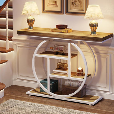 Console d'entrée, table de canapé industrielle à 4 niveaux derrière le canapé