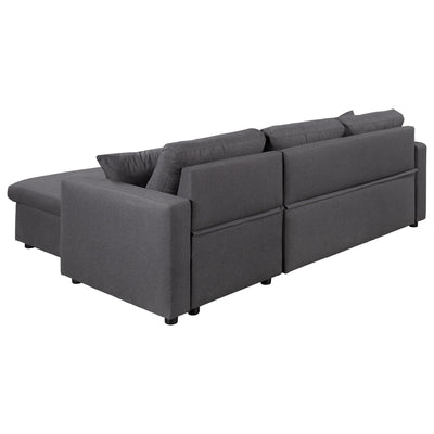 Canapé convertible en L avec lit gigogne et espace de rangement, 2 coussins d'appoint