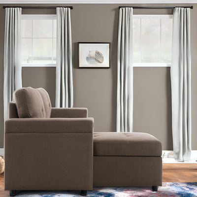 Canapé sectionnel convertible réversible avec lit gigogne, méridienne avec rangement dissimulé et pieds robustes