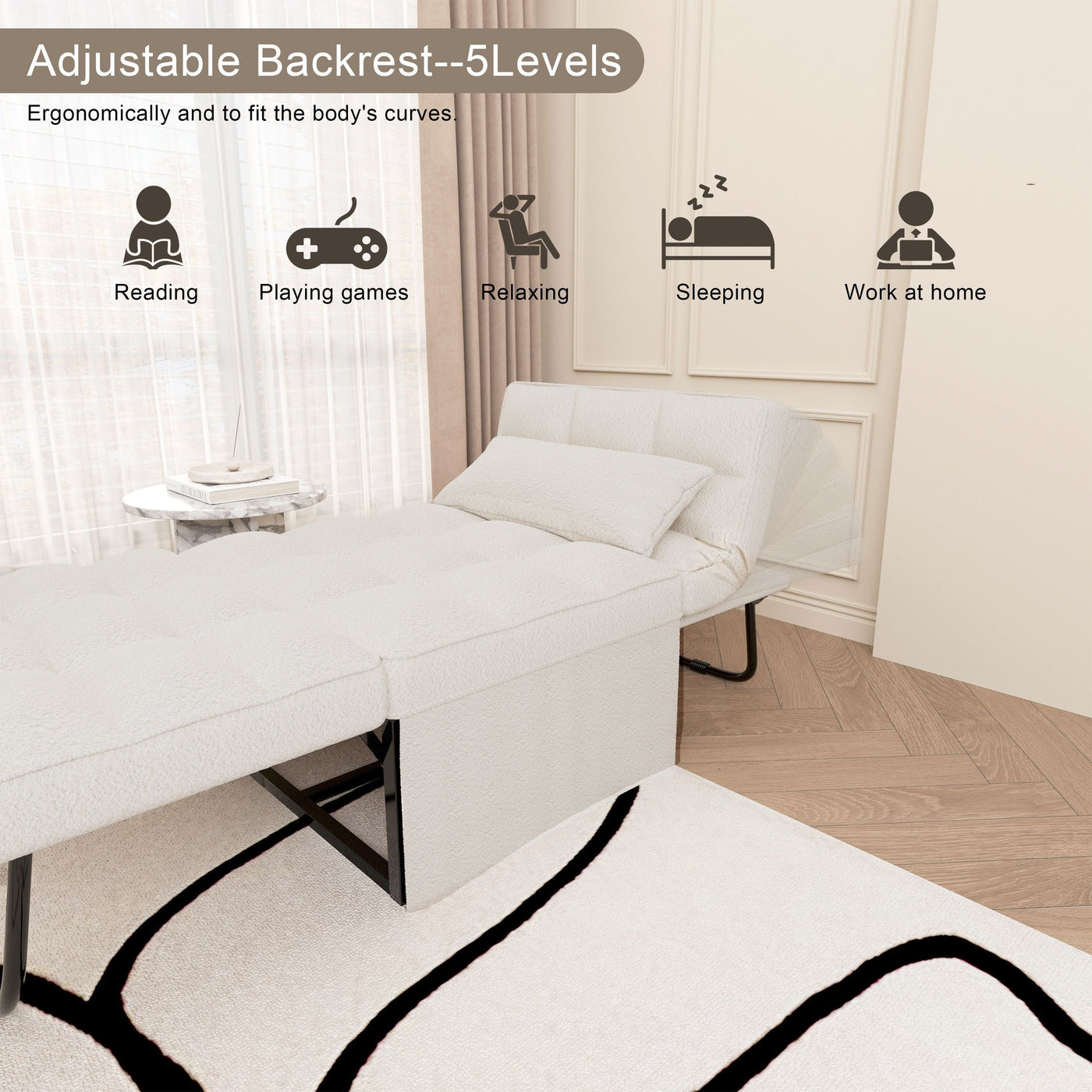 Canapé-lit convertible, canapé-lit, fauteuil inclinable, ottoman, pliable, pour salon