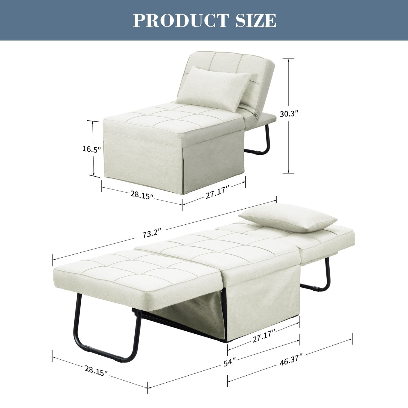 Canapé-lit convertible, canapé-lit, fauteuil inclinable, ottoman, pliable, pour salon