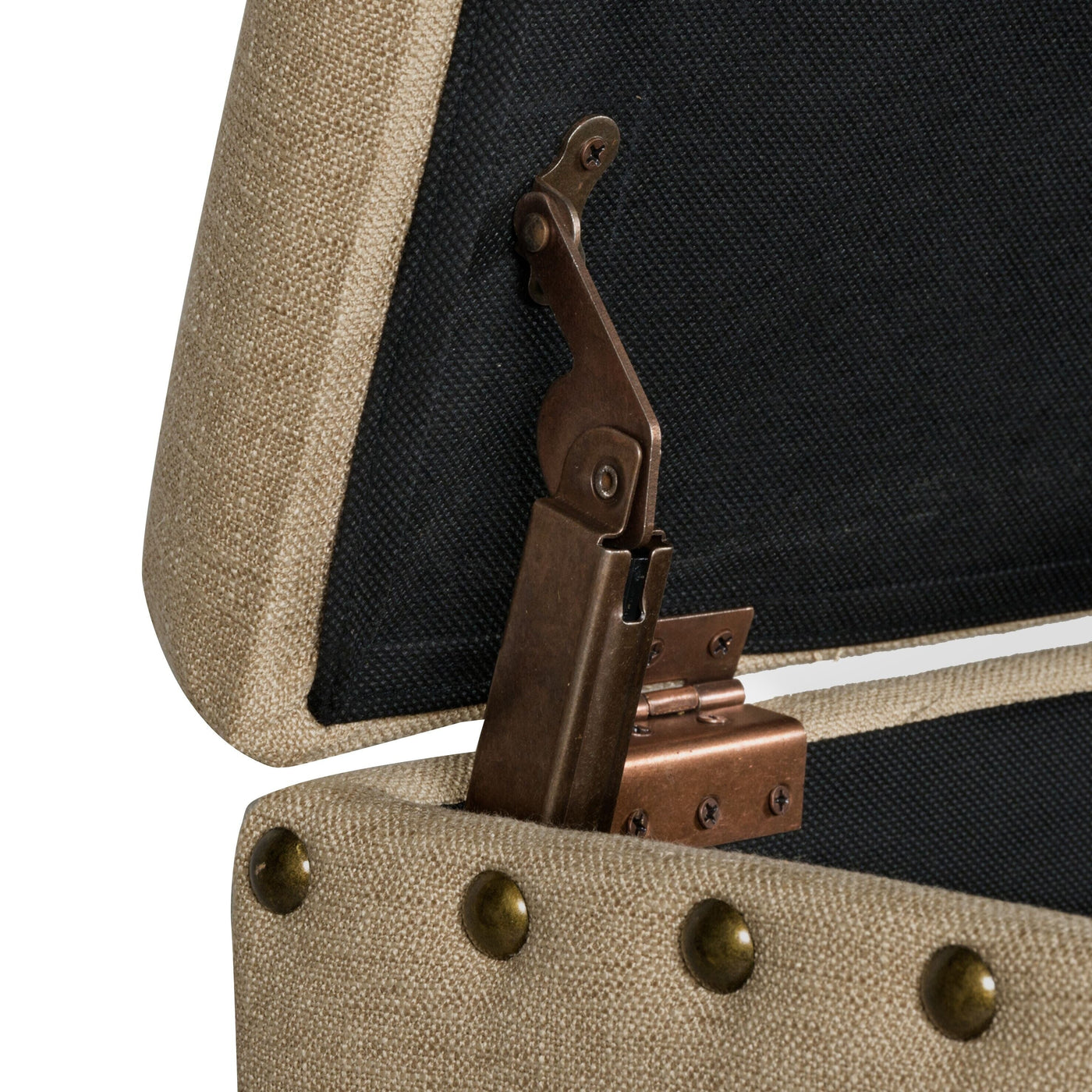 Banc de rangement rembourré Copper Grove Muscari avec bordure cloutée