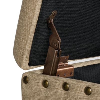 Banc de rangement rembourré Copper Grove Muscari avec bordure cloutée