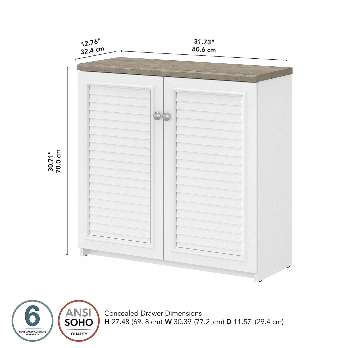 Armoire de rangement Fairview avec portes et étagères par Bush Furniture - 31,73 L x 12,76 l x 30,71 H