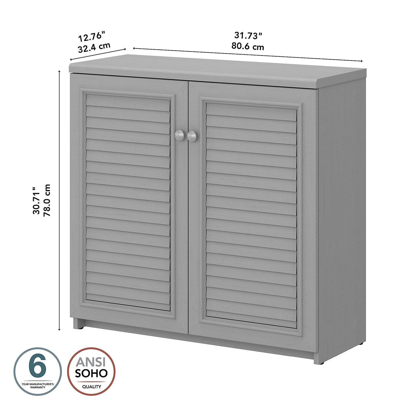 Armoire de rangement Fairview avec portes et étagères par Bush Furniture - 31,73 L x 12,76 l x 30,71 H