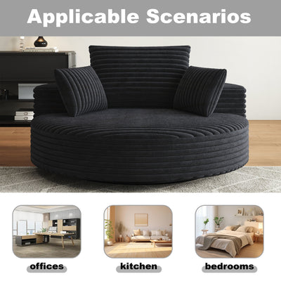 Chaise pivotante simple en velours côtelé et mousse chenille