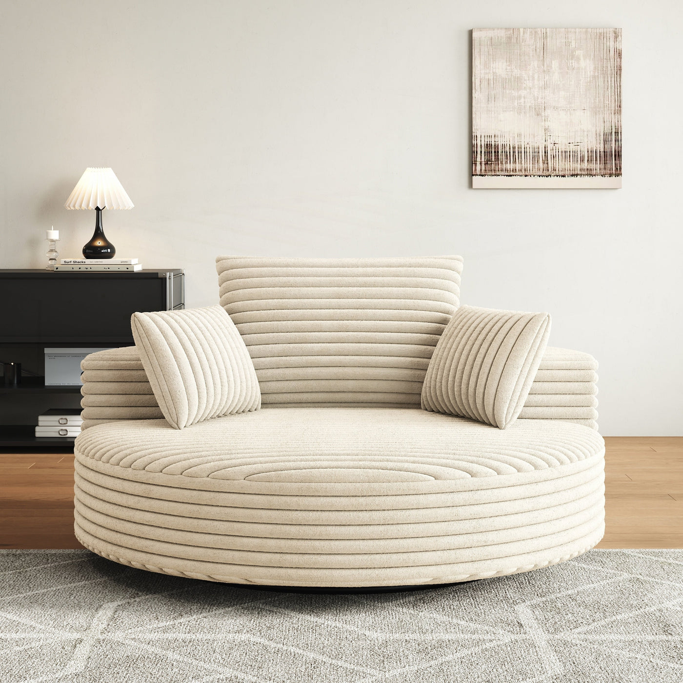 Chaise pivotante simple en velours côtelé et mousse chenille