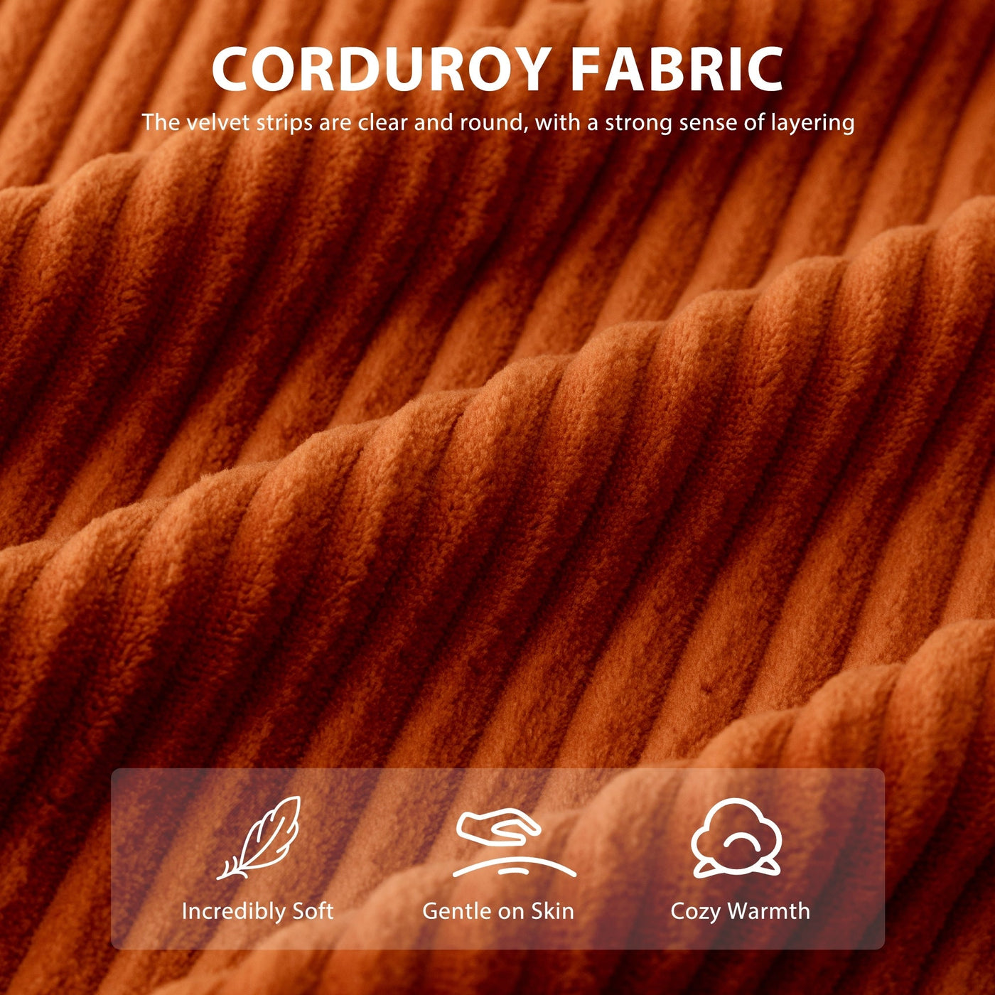 Canapé pouf rembourré en velours côtelé et mousse à mémoire de forme avec pouf - 48,4 L x 67,7 l x 24,4 H