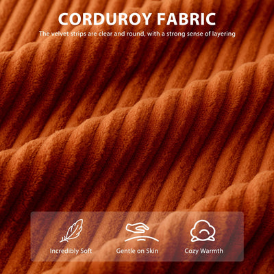 Canapé pouf rembourré en velours côtelé et mousse à mémoire de forme avec pouf - 48,4 L x 67,7 l x 24,4 H