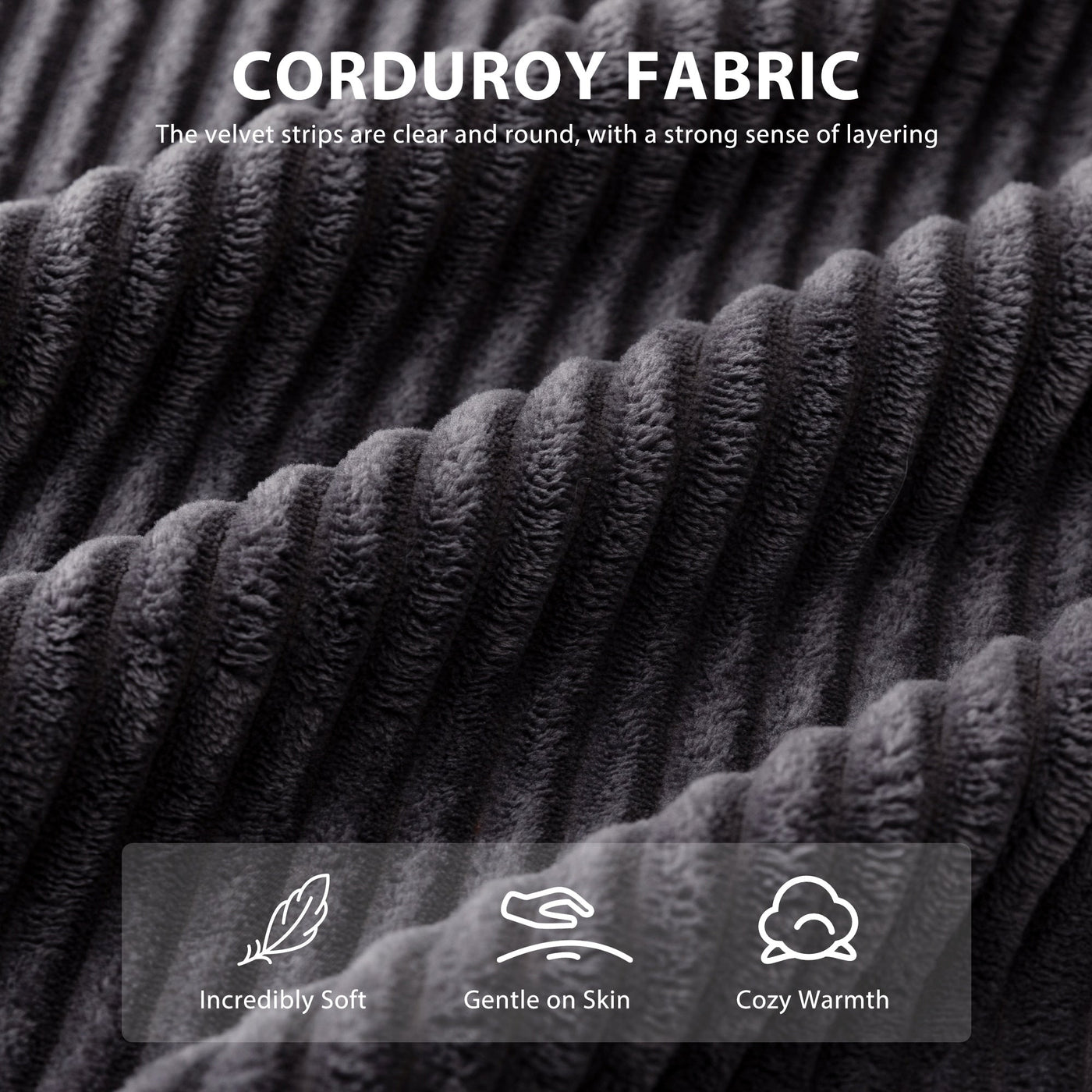 Canapé pouf rembourré en velours côtelé et mousse à mémoire de forme avec pouf - 48,4 L x 67,7 l x 24,4 H