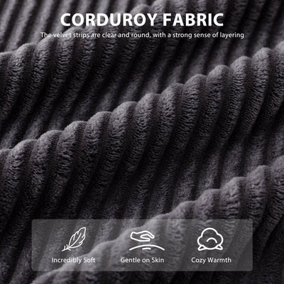 Canapé pouf rembourré en velours côtelé et mousse à mémoire de forme avec pouf - 48,4 L x 67,7 l x 24,4 H