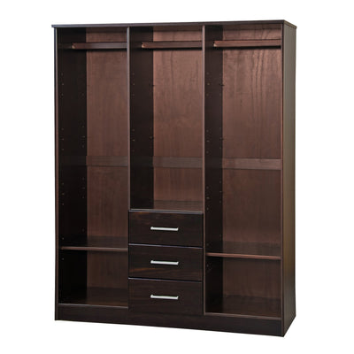 Armoire penderie 3 portes Cosmo 100 % bois massif de Palace Imports avec portes en bois massif ou en miroir