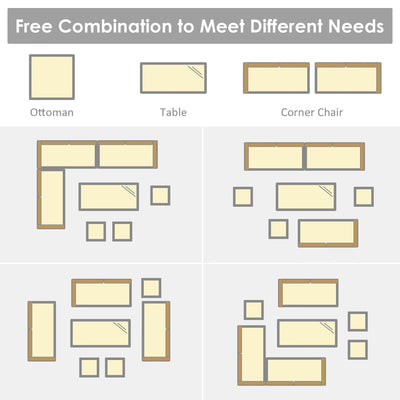 Ensemble de salle à manger en rotin Costway 7 pièces avec canapé sectionnel et pouf - Voir les détails