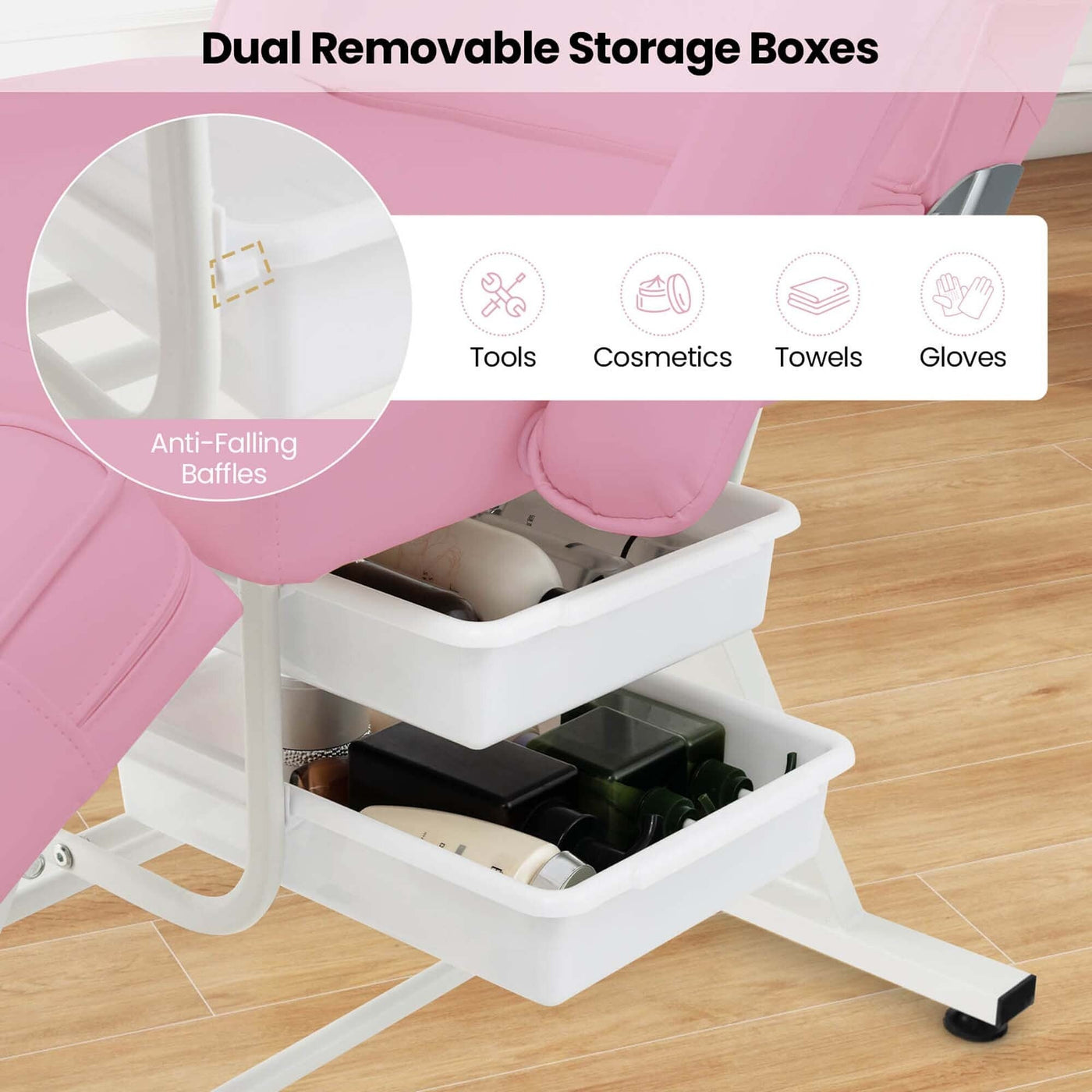 Lit de massage Costway 72 avec tabouret hydraulique, dossier réglable et