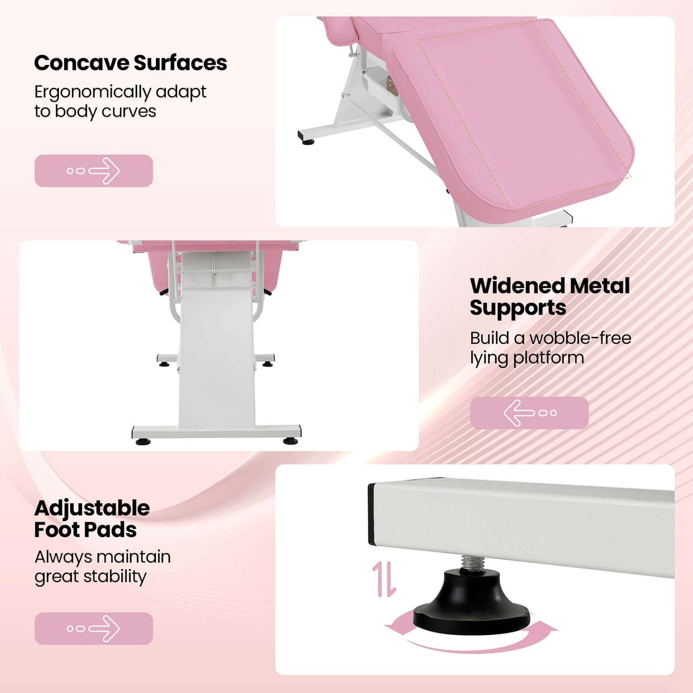 Lit de massage Costway 72 avec tabouret hydraulique, dossier réglable et