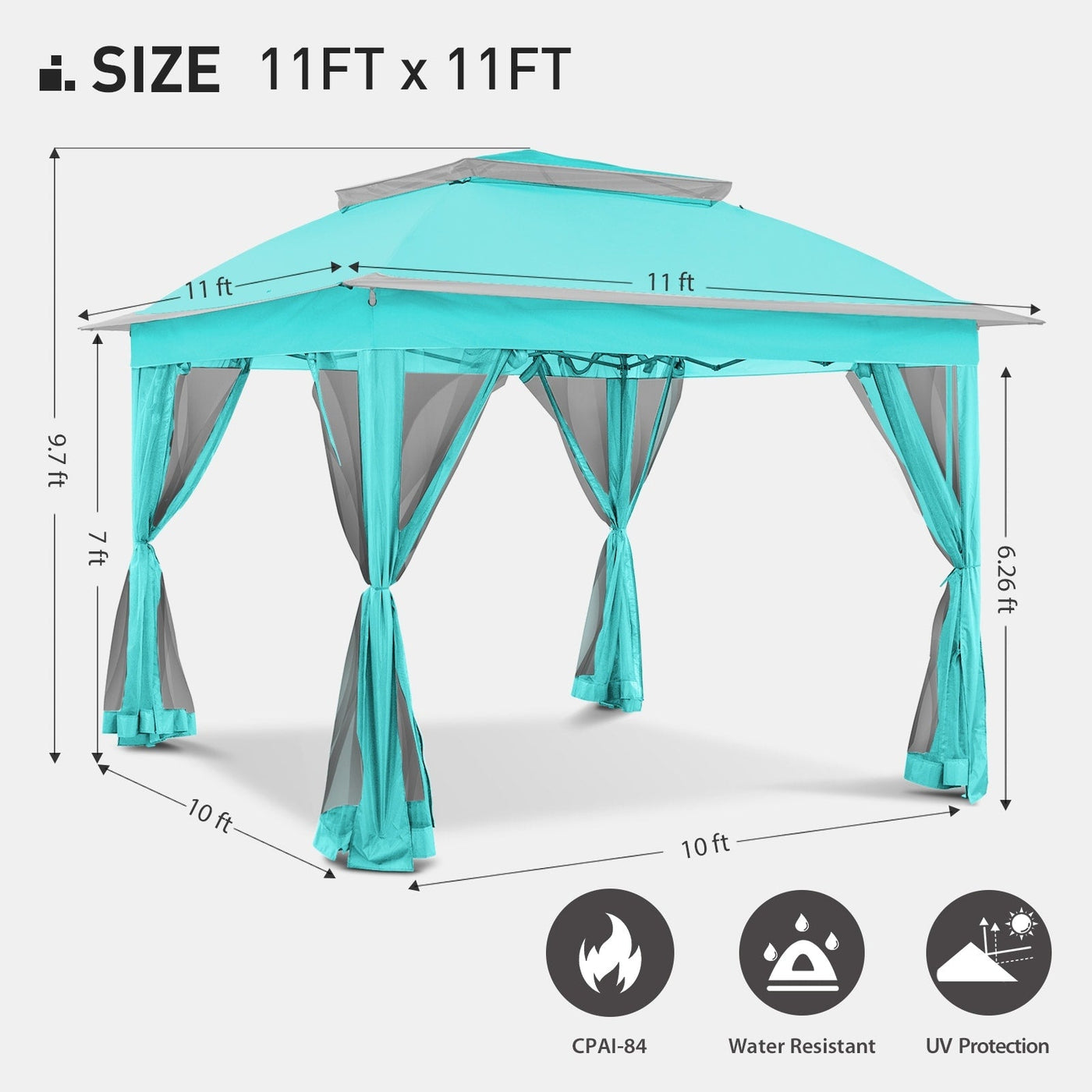 Gazebo escamotable en acier Cozywor de 11 pi x 11 pi avec moustiquaire